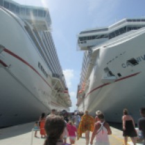 Our ship, the Carnival Sunshine, was joined by the Carnival Breeze in Grand Turk.